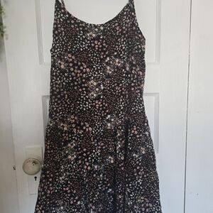 Wild Fable Black and Pink Floral Midi Dress